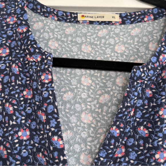 Marine Layer Lola 3/ Balloon Sleeve Midi Dress Floral Blue XL - Picture 5 of 10